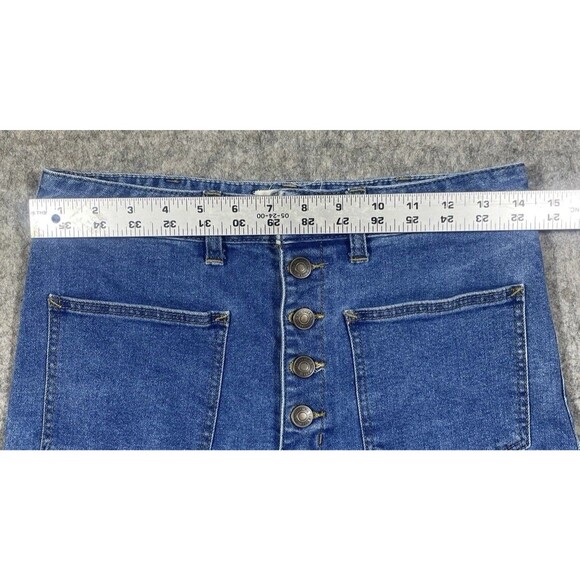 We the Free People Bridgette Button Fly High Rise Blue Denim Jean Shorts Size 28 - Picture 6 of 8